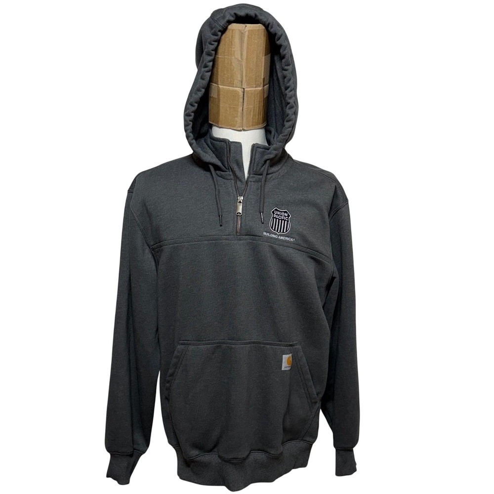 Carhartt Hoodie Mens Large Gray Rain Defender Paxton 1/4 Zip Pullover Sweatshirt